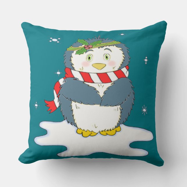 Coussin Adorable pingouin de Noël (Recto)