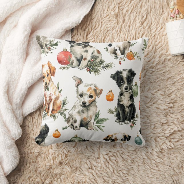 Coussin Adorable Puppies Christmas Throw Pillow Gift Idea (Couverture)
