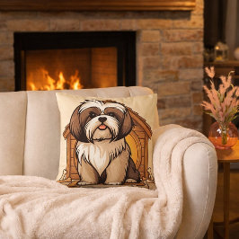 Coussin Adorable Shih Tzu Dog House Cartoon
