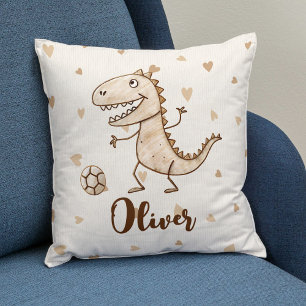 Coussin Adorable Trex Jouant au Football
