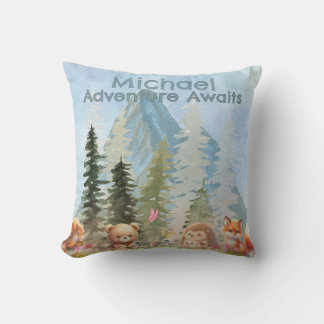 Coussin Adventure Awaits Personalized Woodland Animal Gift