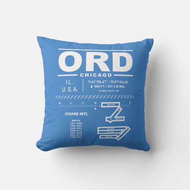 Coussin Aéroport international de Chicago O'Hare ORD (Recto)