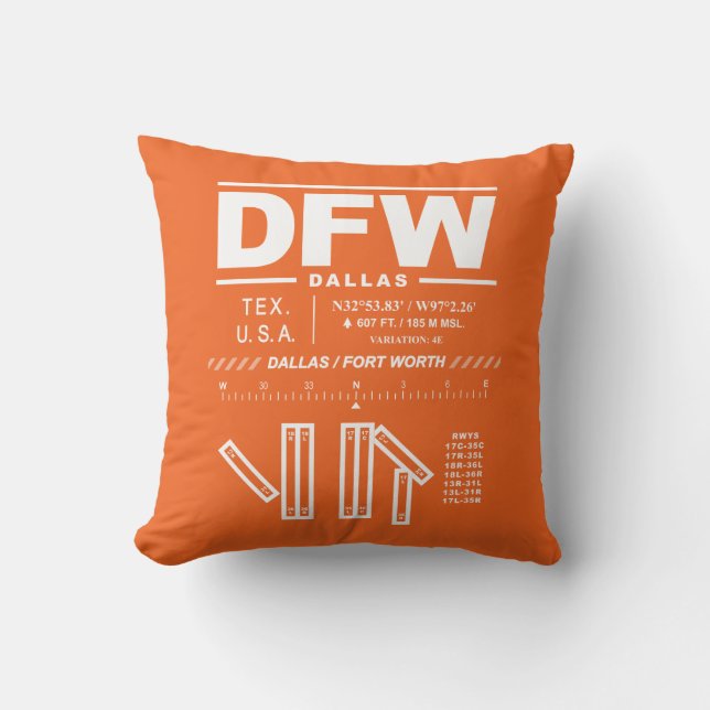 Coussin Aéroport international de Dallas Fort Worth DFW (Recto)