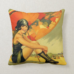 Coussin Affiche australienne vintage de plage