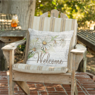Coussin Affiche de bienvenue Jolies fleurs Vintages de mar