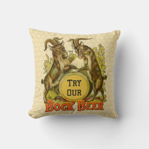 Coussin Affiche de bière Bock vintage : Antique Goat Saloo