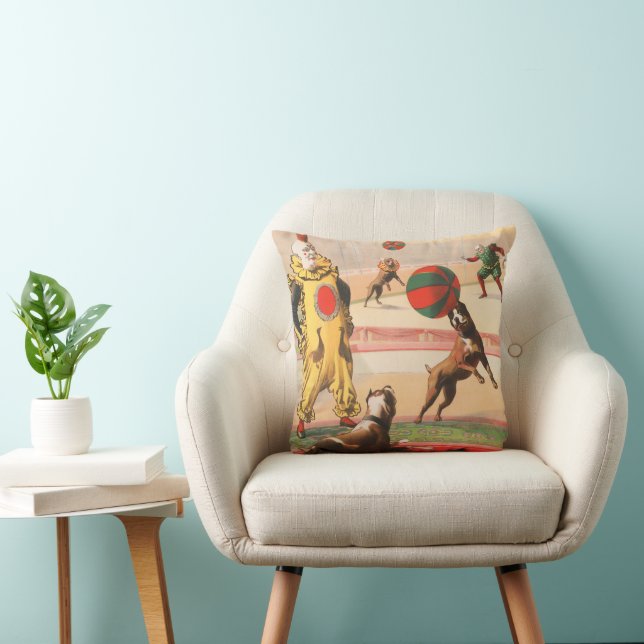 Coussin Affiche De Cirque Montrant Des Clowns Avec Des Chi (Chaise)