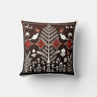 Coussin Affiche de l'arbre de vie tribal Warli pour la mai