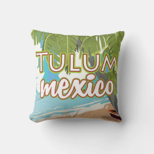Coussin Affiche de voyage à Tulum, Mexique
