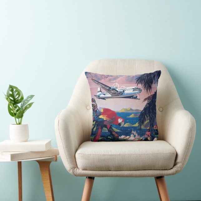 Coussin Affiche De Voyage D'Avion De Mer Survolant Les Car (Chaise)