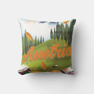 Coussin Affiche de voyage de bande dessinée autrichienne