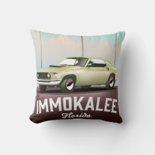 Coussin Affiche de voyage Immokalee Floride Supercar