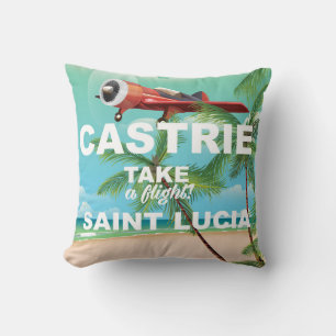 Coussin Affiche de voyage vintage Castries Sainte-Lucie