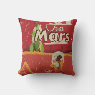 Coussin Affiche de voyage vintage sur Mars