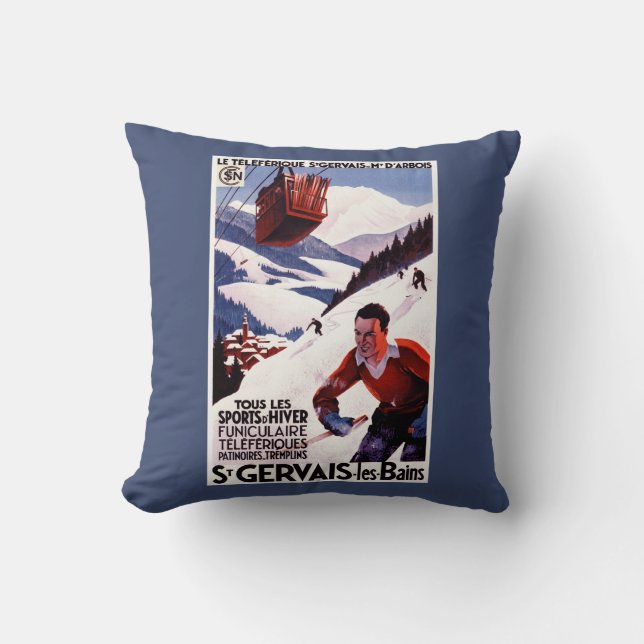 Coussin Affiche ferroviaire de promo de funiculaire de (Recto)