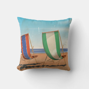 Coussin Affiche vintage de voyage britannique au bord de l