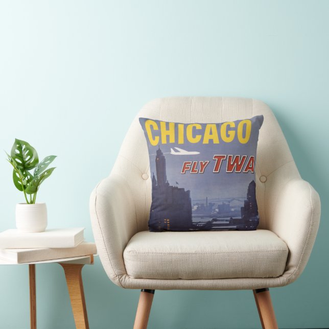 Coussin Affiche Voyage Pour Les Vols Trans World Airlines (Chaise)