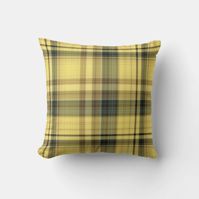Coussin African Daisy Jaune et Green Plaid (Recto)