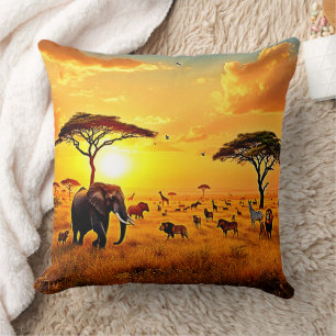 Coussin African Sunset Safari Majesty Design