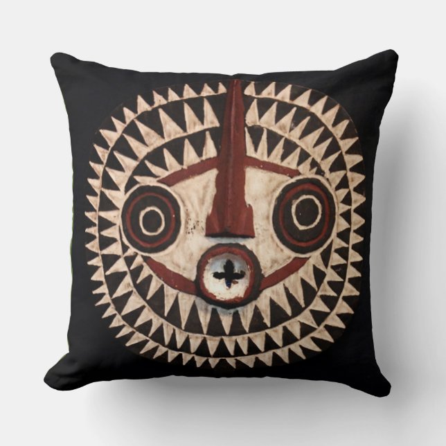 Coussin African Tribal Mask Folk Art (Recto)
