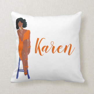 Coussin Afro-Américain Orange et Blanc