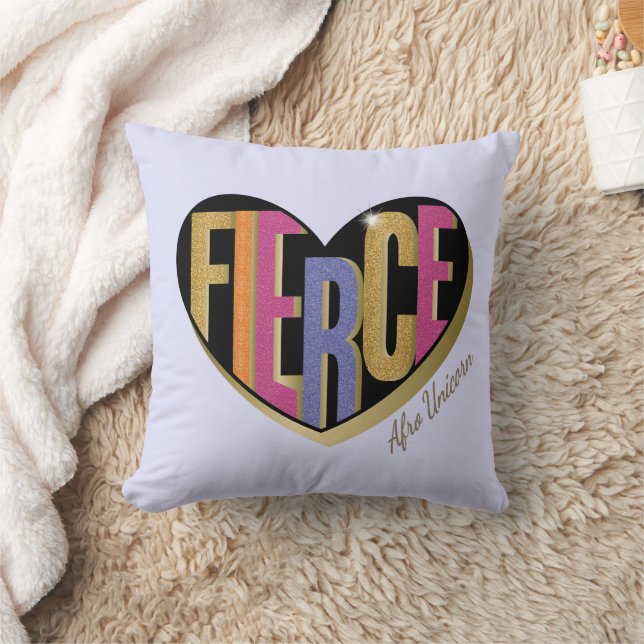 Coussin Afro Unicorn Fierce Heart Design (Couverture)
