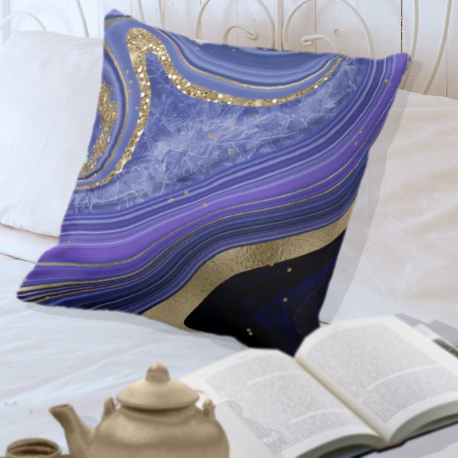 Coussin Agate Abstrait V1 - Minuit ID827 (Créateur téléchargé)