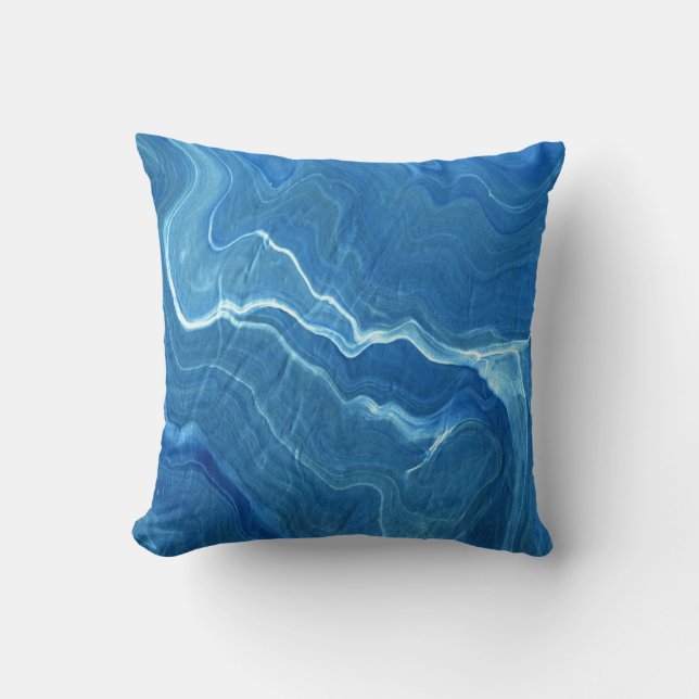 Coussin Agate de marbre bleu Résumé (Recto)