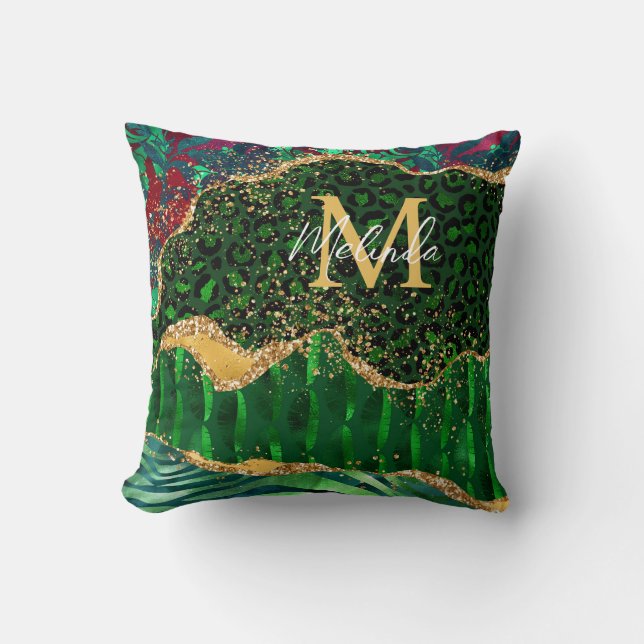 Coussin Agate Poster de animal Safari vert (Recto)