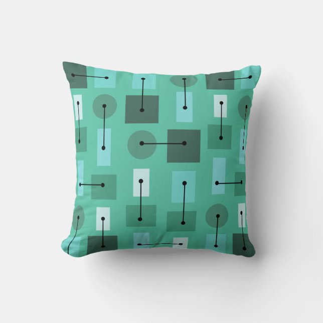 Coussin Âge atomique formes simples Turquoise (Recto)