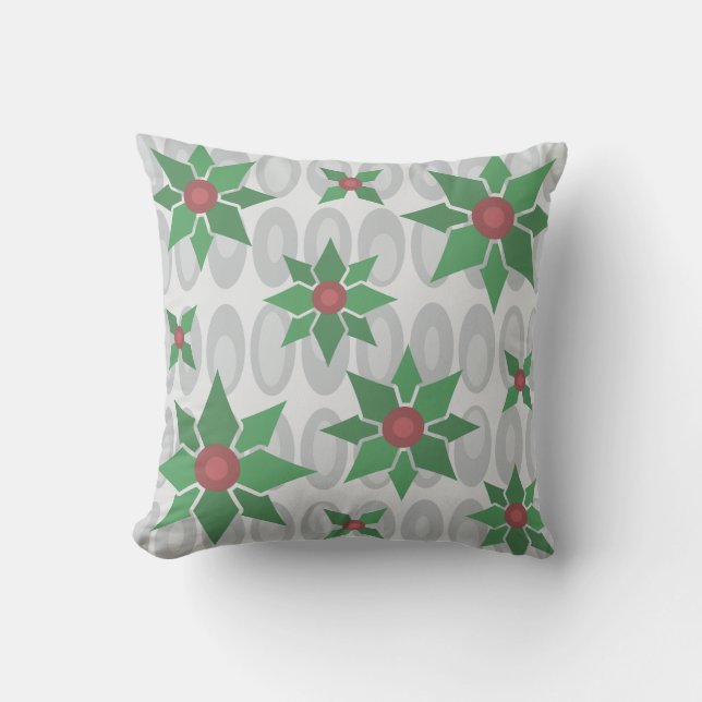 Coussin Âge atomique Noël Holly Silver (Recto)