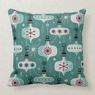 Coussin Âge atomique Ornements de Noël Turquoises ©stud