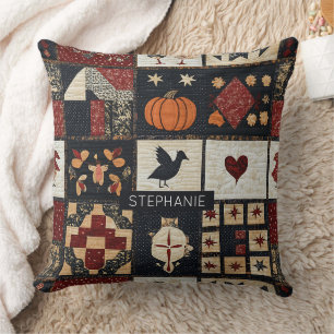 Coussin Agritourisme primitif Appliqué et géométrique