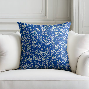 Coussin Agritourisme simple motif floral bleu