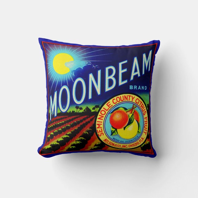 Coussin agrume de marque de Moonbeam d'étiquette de caisse (Recto)