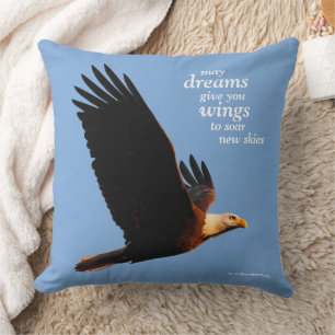 Coussin Aigle à tête plate inspirant en vol