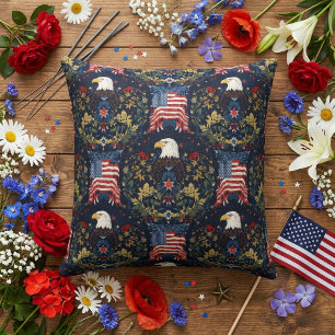 Coussin Aigle américain patriotique élégant et drapeau amé