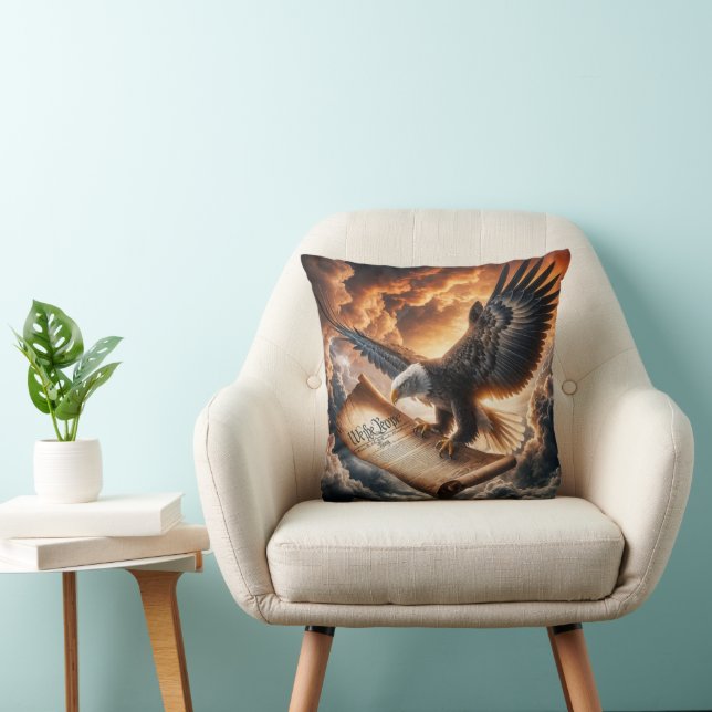 Coussin Aigle Bald Volant Avec La Constitution Américaine (Chaise)