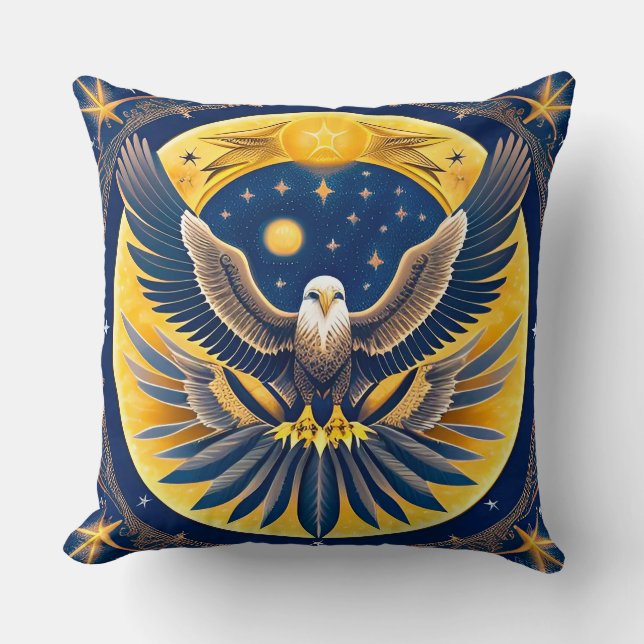 Coussin Aigle céleste sur ciel étoilé – Patriotique audaci (Recto)
