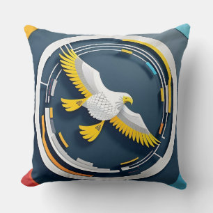 Coussin Aigle chauve dynamique en illustration artistique
