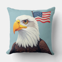 Aigle de dessin animé avec un drapeau américain fl