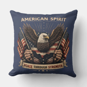 Coussin Aigle de l'Esprit Américain Drapeau Patriotique US