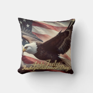 Coussin Aigle du 4 juillet avec drapeau américain
