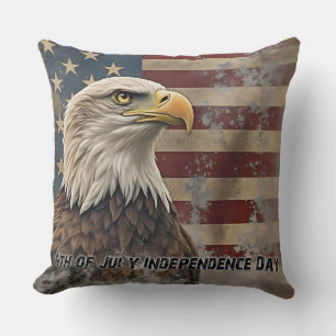 Coussin Aigle majestueux et drapeau – Esprit de liberté