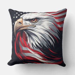Coussin Aigle Minimaliste avec Drapeau – Art Patriotique M