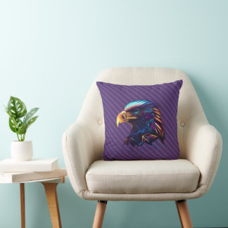 Coussin Aigle néon futuriste rayonnant Whimy