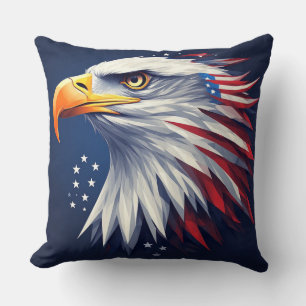 Coussin Aigle patriotique américain plein de fierté et de
