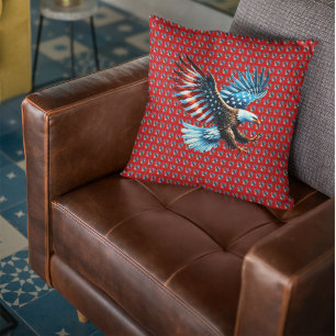 Coussin Aigle Patriotique Américain Rouge Blanc Bleu