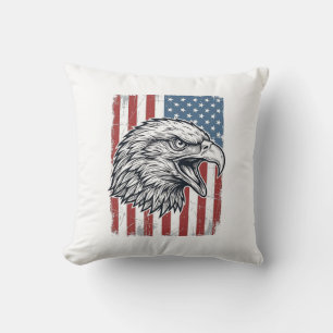 Coussin Aigle Patriotique Drapeau Américain Gravure Vintag