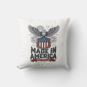Coussin Aigle Patriotique Fabriqué en Amérique Vintage